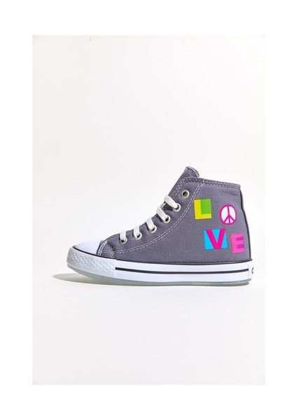 22-35 Numara Dudino Icon-Love Gri Kız Converse Ayakkabı