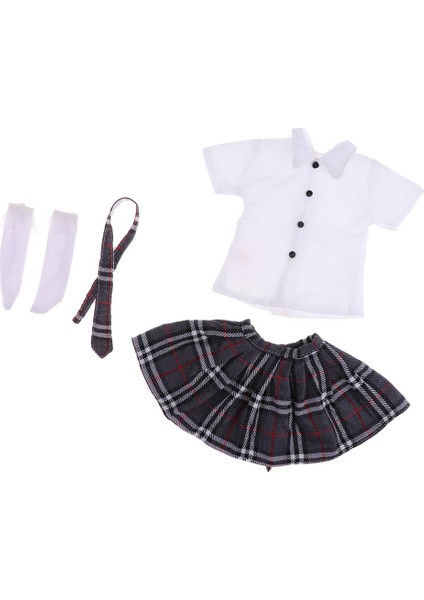 Güzel Bebek Kıyafetleri Tişört Kontrollü Elbise Çorapları 1/3 Bjd Kız Bebek(Yurt Dışından)
