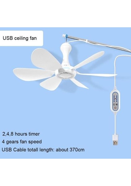 Sessiz 6 Blade USB Powered Tavan Fanı Uzaktan Kumanda ile # Hiçbir Yok Uzaktan Kumanda Zamanlama 4 Hız Asılı Fan Kamp Yatağı Dormito (Yurt Dışından)