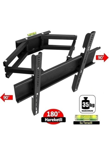 Axen 46" 117 Ekran LCD Tv Çift Kollu Hareketli Duvar Askı Aparatı