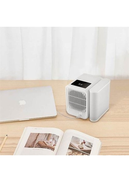 Microhoo 3 In 1 Mini Klima Su Soğutma Fanı Dokunmatik Ekran Zamanlama Artik Soğutucu Nemlendirici (Yurt Dışından)