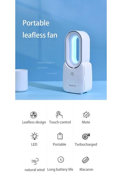 USB Bladeless Fan Elektrikli Taşınabilir Mini Fan Holding Küçük Hava Soğutucu Yaratıcı Şarj Edilebilir Ev Masaüstü Ofis Yatak Odası (Yurt Dışından)