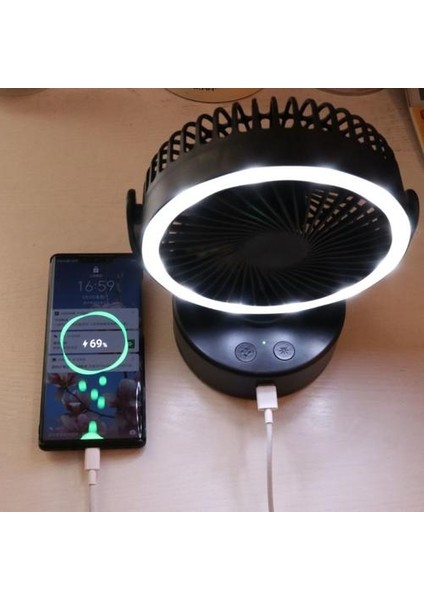 USB Şarj Edilebilir Askı Masası Çadırı Kamp Fan ile LED Fener USB Mobil Şarj Için Açık Ev Yürüyüş Balıkçılık 19QE (Yurt Dışından)