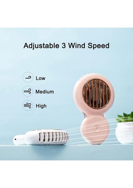 Mini Boyun Serin Fan USB Şarj Edilebilir Fan Yaz Taşınabilir Fan El Kişisel Cep Seyahat Için Açık Ventilador Öğrenci (Beyaz) (Yurt Dışından)