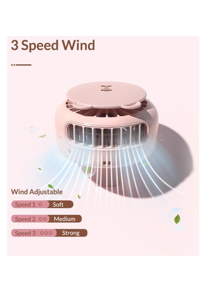 Taşınabilir Bladeless USB Fan 3 Hız Doğal Rüzgar Sessiz Mini Yaz USB El Fan ile Açık / Ofis Ipi ile USB Gadgets (Pembe) (Yurt Dışından)