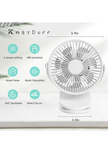 USB Taşınabilir Klip 4 Hızlar ile Arabası Üzerinde Sessiz Mini Masa Fan 360 ° Dönebilen Pil Kumandalı Şarj Edilebilir (Yurt Dışından)