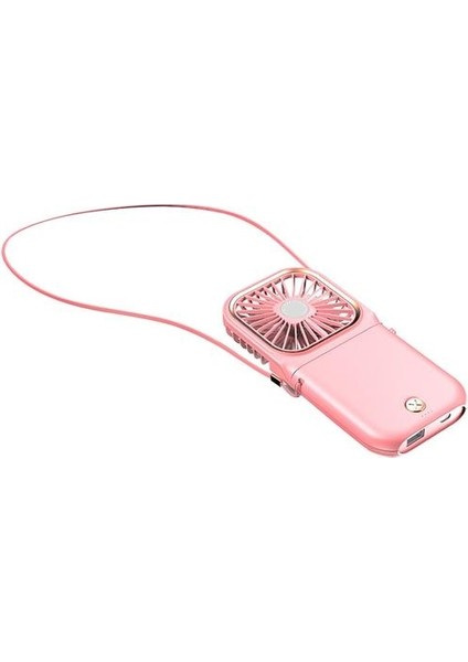 USB Mini El Asılı Boyun Fan Hava Soğutucu 3 Dişliler Ayarlanabilir Sessiz Kapalı Açık Seyahat Elektrikli Soğutma Fanı Fanlar (Pembe) (Yurt Dışından)