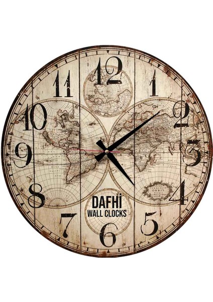 Dafhi Dekoratif Ahşap Duvar Saati 35x35
