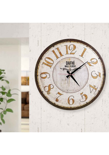 Dafhi Dekoratif Ahşap Duvar Saati 45x45