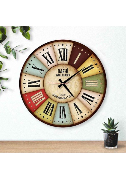 Dafhi Dekoratif Ahşap Duvar Saati 45x45