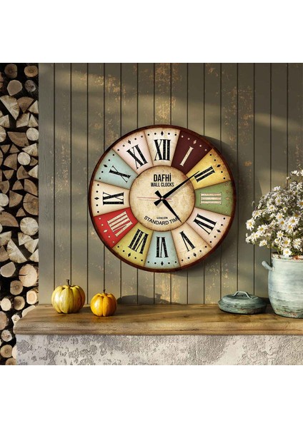 Dafhi Dekoratif Ahşap Duvar Saati 45x45
