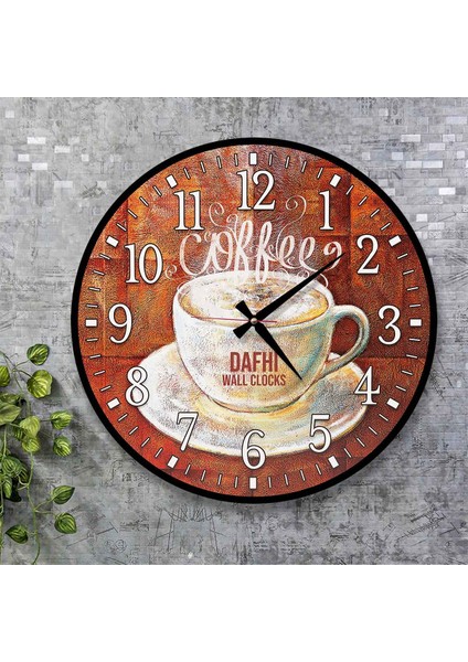 Dafhi Coffee Ahşap Duvar Saati 45x45