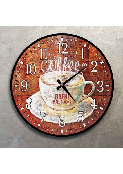 Dafhi Coffee Ahşap Duvar Saati 45x45