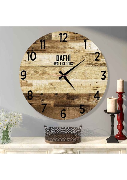 Dafhi Dekoratif Ahşap Duvar Saati 45x45