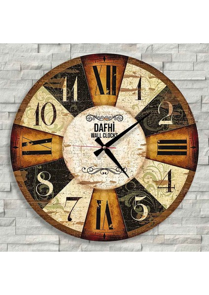 Dafhi Dekoratif Ahşap Duvar Saati 45x45
