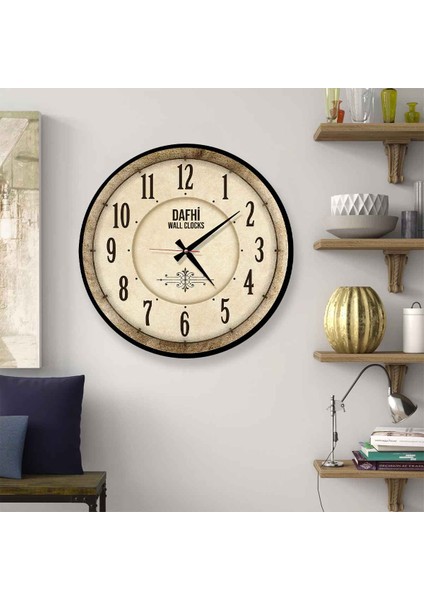 Dafhi Dekoratif Ahşap Duvar Saati 45x45