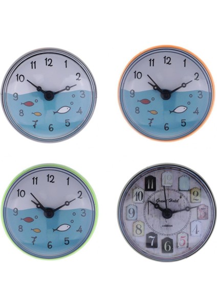 4 Parça Su Nem Geçirmez Mini Duş Banyo Saati Yeşil Siyah (Yurt Dışından)