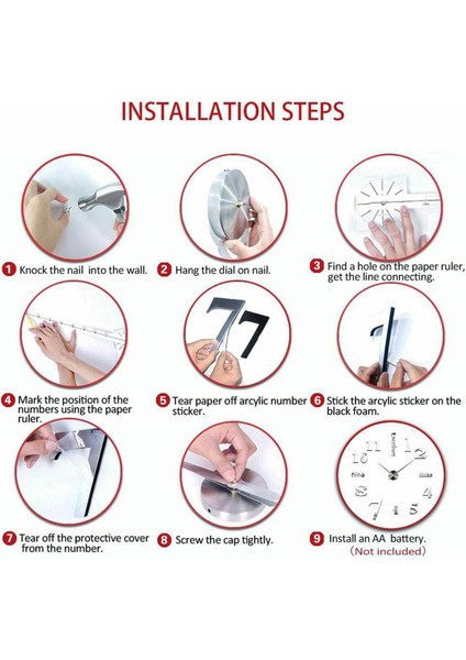 Dıy Çerçevesiz Duvar Saati 3D Ayna Saatleri Oturma Odası (Yurt Dışından) modelleri