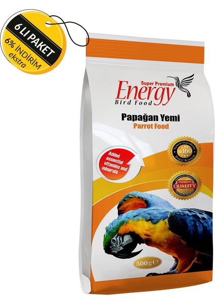 Super Energy Papağan Yemi 500 G Özel Koli 6 Adet