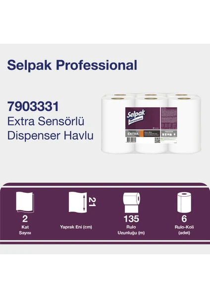 Selpak Professional Sensörlü Havlu 21CM - 135 mt 36GR/M2 (7903331)