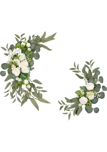 2pcs Yapay Çiçek Swag Centerpiece Çelenk Düğün Arbor Töreni Beyaz
