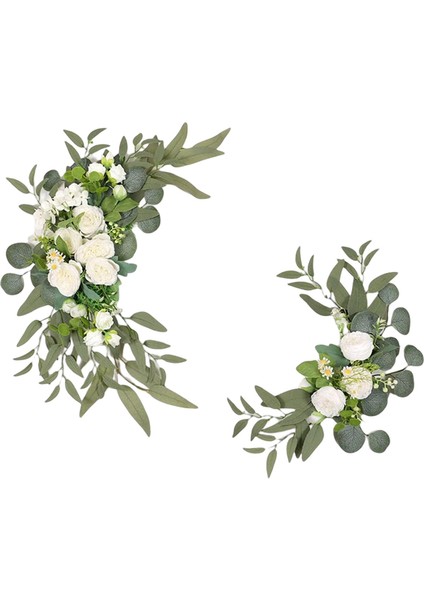 2pcs Yapay Çiçek Swag Centerpiece Çelenk Düğün Arbor Töreni Beyaz fiyatları