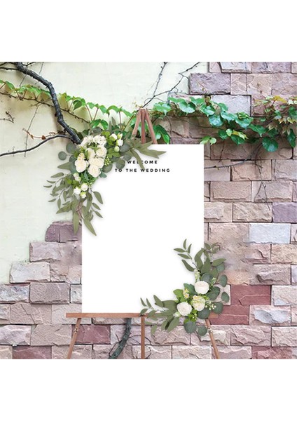 2pcs Yapay Çiçek Swag Centerpiece Çelenk Düğün Arbor Töreni Beyaz fırsatları