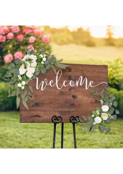 2pcs Yapay Çiçek Swag Centerpiece Çelenk Düğün Arbor Töreni Beyaz indirimleri