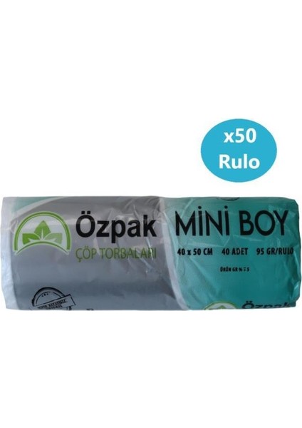 Mini Boy Çöp Torbası 40x50 cm Beyaz 10'lu x 50 Rulo