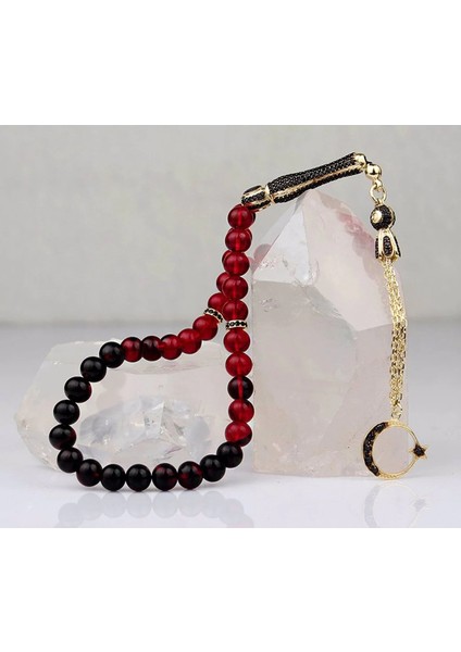 925 Ayar Zirkon Taşlı Gümüş Imameli Sıkma Kehribar Tesbih