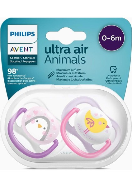 Philips Philips Avent Ultra Air Animals 2li Emzik 0-6 Ay - Kız