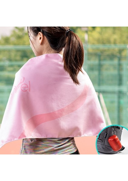 Özel Taşıma Çantalı Mikrofiber Çok Amaçlı Havlu Seyahat, Plaj ve Spor Havlusu Küçük Boy 40 x 80