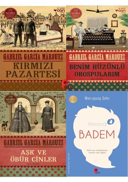 Kırmızı Pazartesi - Benim Hüzünlü Orospularım - Aşk ve Öbür Cinler - 3 Kitap + Badem Kitabı - Gabriel Garcia Mârquez