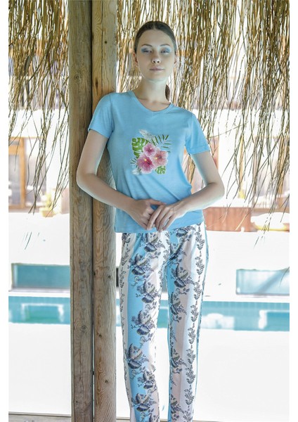 Kadın Mavi Pijama Takımı 10013
