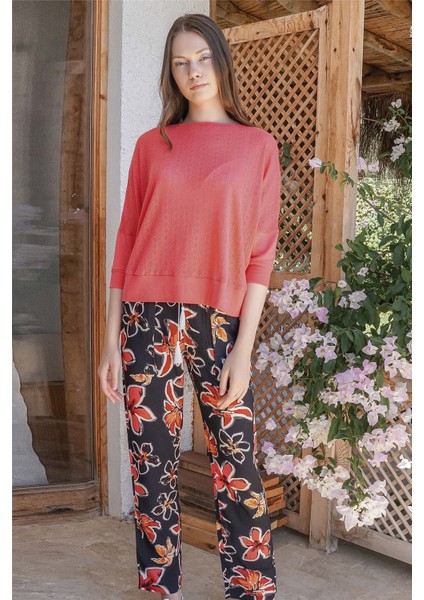 Kadın Turuncu Pijama Takımı 10045