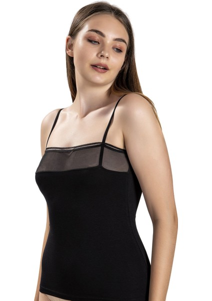 Kadın Siyah Pamuklu Likralı Ip Askılı Atlet 520 fiyatları