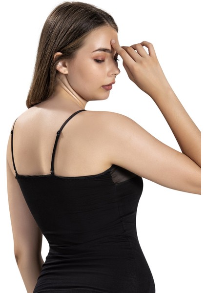 Kadın Siyah Pamuklu Likralı Ip Askılı Atlet 513 modelleri