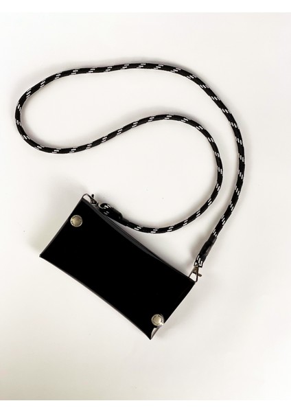 Jellyfon Askılı Şeffaf Telefon Çantası Siyah Minimal Hediye Tasarım Pvc Renkli Unisex Erkek Kadın fırsatları