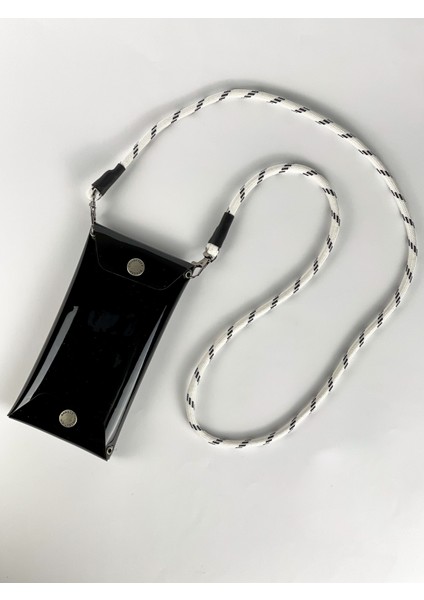 Jellyfon Askılı Şeffaf Telefon Çantası Siyah Minimal Hediye Tasarım Pvc Renkli Unisex Erkek Kadın indirimleri