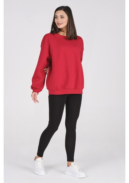 Giyim Basic Oversize Termal Sweatshirt Kırmızı fiyatları