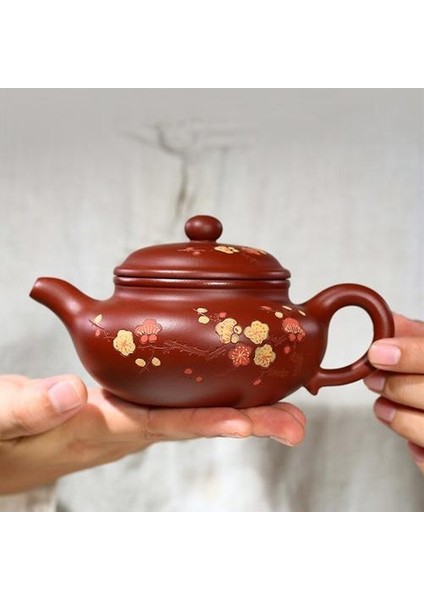 Mor Kil Çayemli El Yapımı Erik Çiçeği Desen Çay Potu Güzellik Su Isıtıcısı Çin Dahongpao Teaware Çay Seti Hediyeler | Çaydanlıklar (Yurt Dışından)