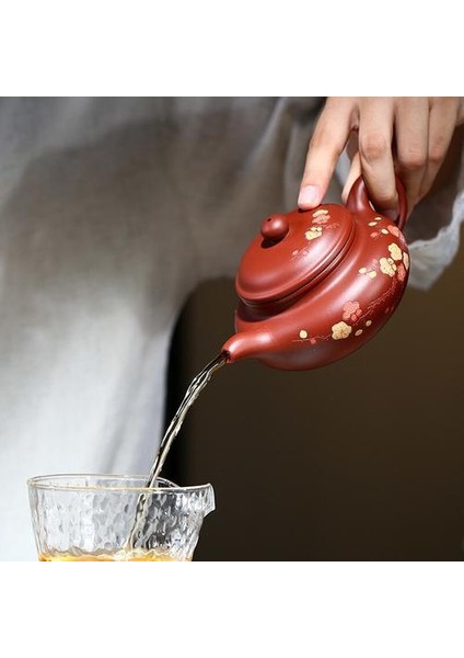 Mor Kil Çayemli El Yapımı Erik Çiçeği Desen Çay Potu Güzellik Su Isıtıcısı Çin Dahongpao Teaware Çay Seti Hediyeler | Çaydanlıklar (Yurt Dışından)
