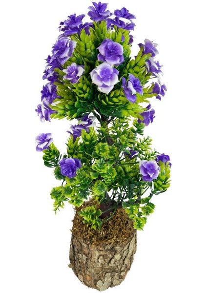 Nettenevime Bonsai Dekoratif Yapay Ağaç Mor Güllü Top Kafalı Bonzai 30CM