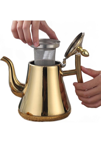 1l Çay Potu Altın Kalın Otel Cezve Restoran Indüksiyon Ocak Çay Su Isıtıcısı Paslanmaz Çelik Su Kettle | Su Coss su Isıtıcısı (Yurt Dışından)