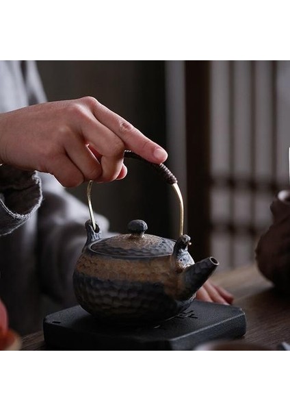 Stoneware Çekiç Döngü Kulplu Çaydanlık El Yapımı Japon Tarzı Retro Çay Pot Seramik Seramik Çaydanlık Geleneksel Çin Çay Seti | Çaydanlıklar (Yurt Dışından)