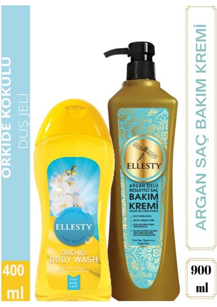 Argan Özlü Bakım Kremi 900 Ml+Orkide Duş Jeli 400 ml