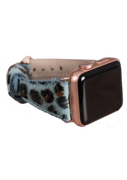 Apple Watch Uyumlu Deri Kordon 42-44-45MM Slim Leopar LEO56