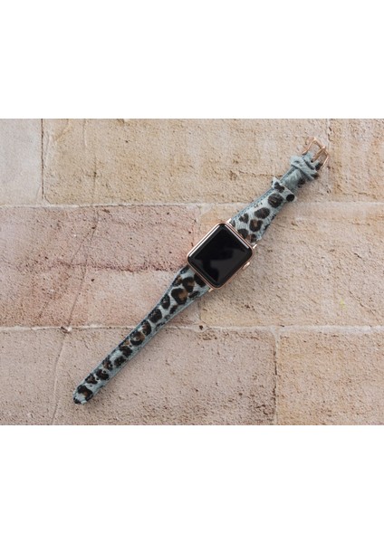 Apple Watch Uyumlu Deri Kordon 42-44-45MM Slim Leopar LEO56 modelleri