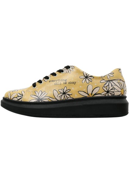 Kadın Vegan Deri Sarı Sneakers - Everything will be Okay Tasarım modelleri