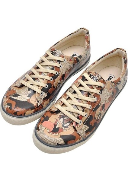 Erkek Vegan Deri Kahverengi Sneakers - Warner Bros Taz in Taz Tasarım